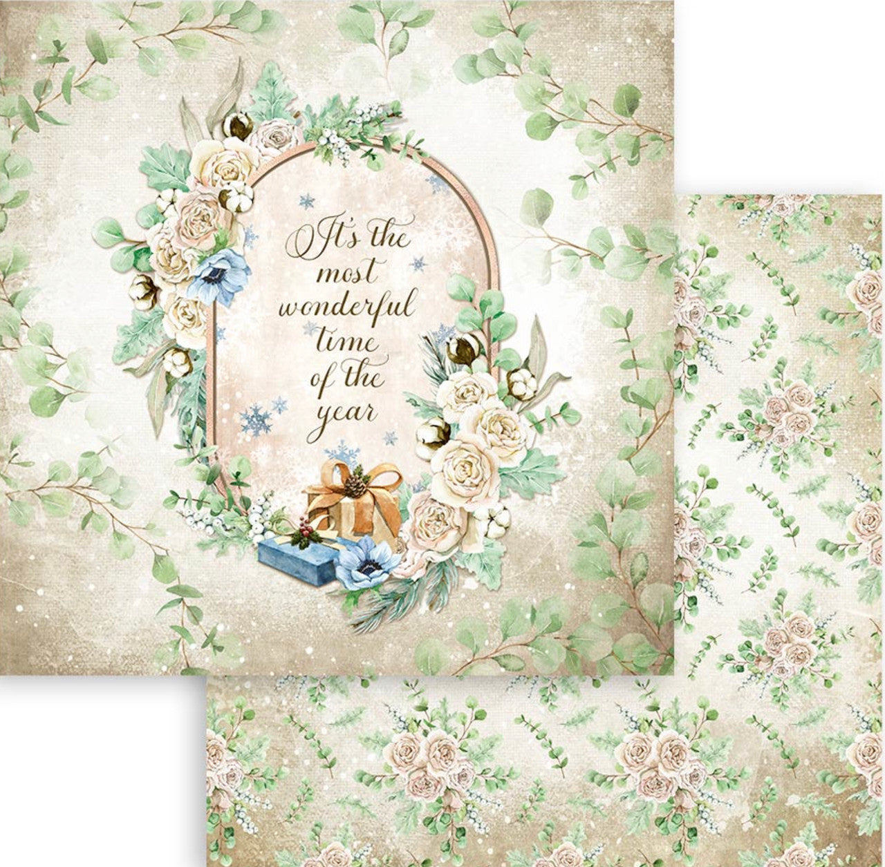 Stamperia Romantic Collection - Bloc de papel Cozy Winter de 8" x 8"