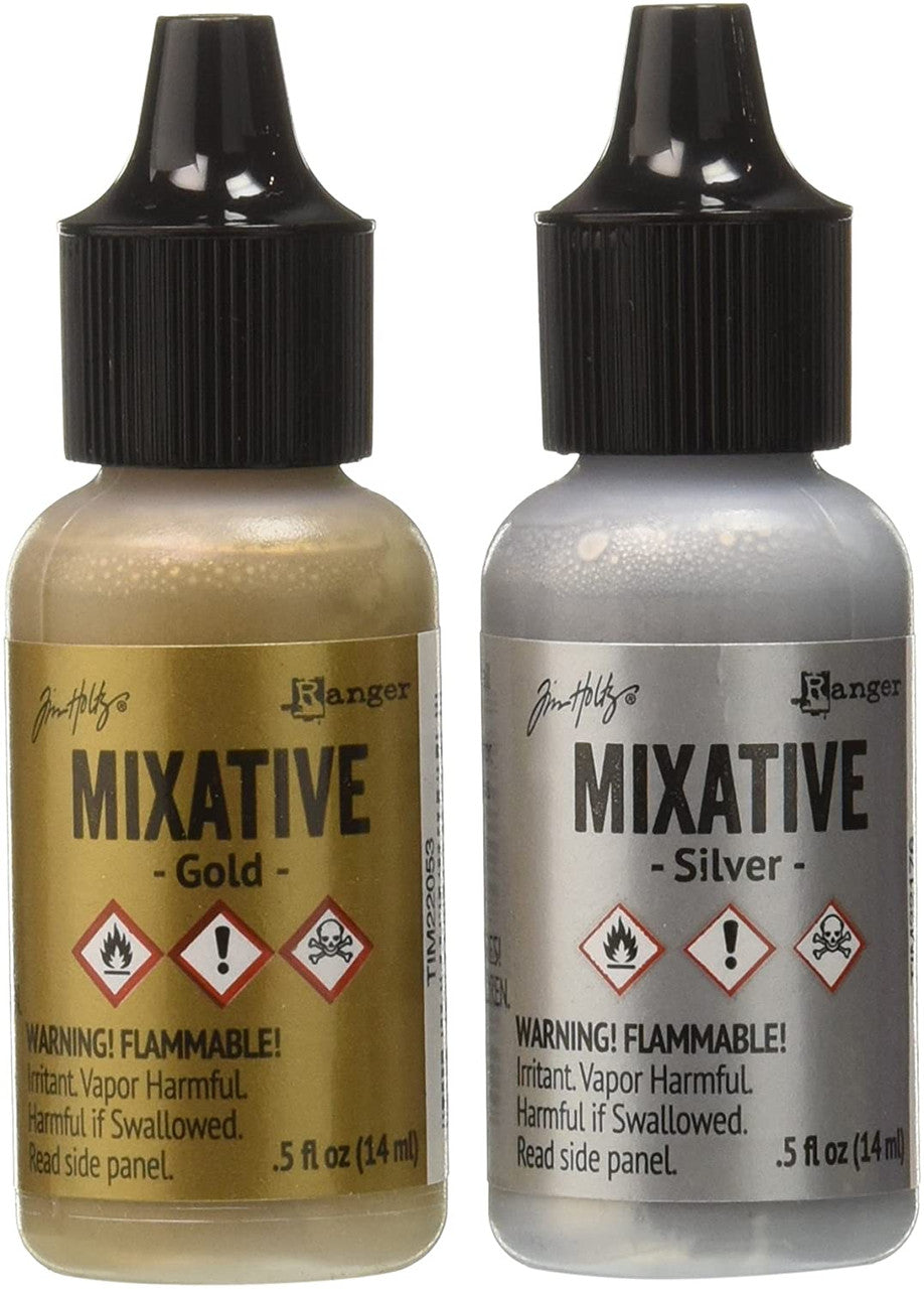 Tim Holtz Alcohol Ink Metallic Mixative Gold & Silver 0.5 oz