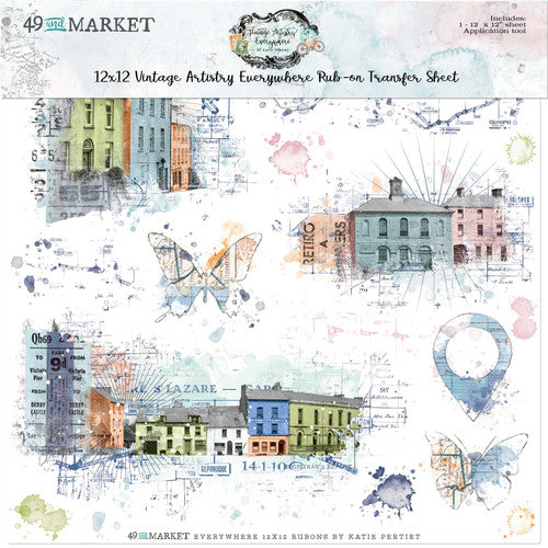 49 and Market 12 x 12 Vintage Artistry Everywhere Rub-On Transfer