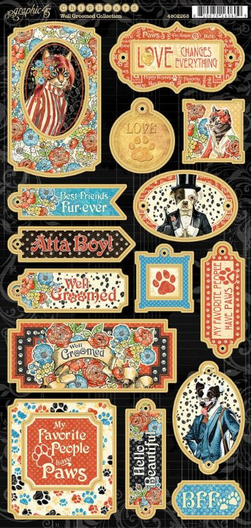 Graphic 45 Well Groomed Chipboard