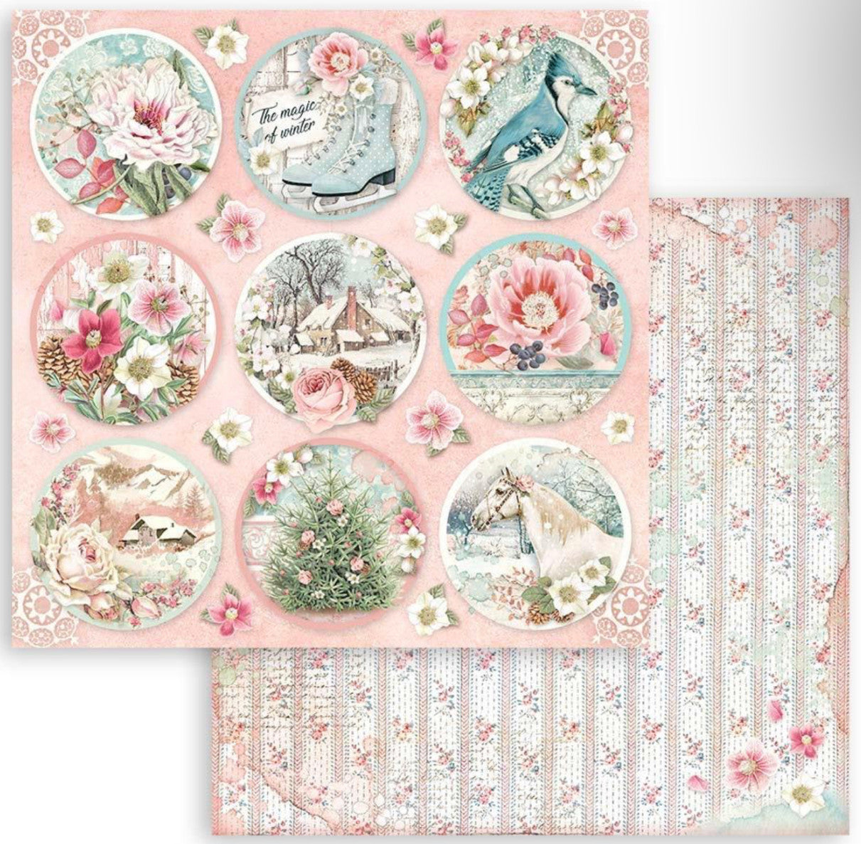 Stamperia Paquete de papel de doble cara Sweet Winter, 12" x 12"