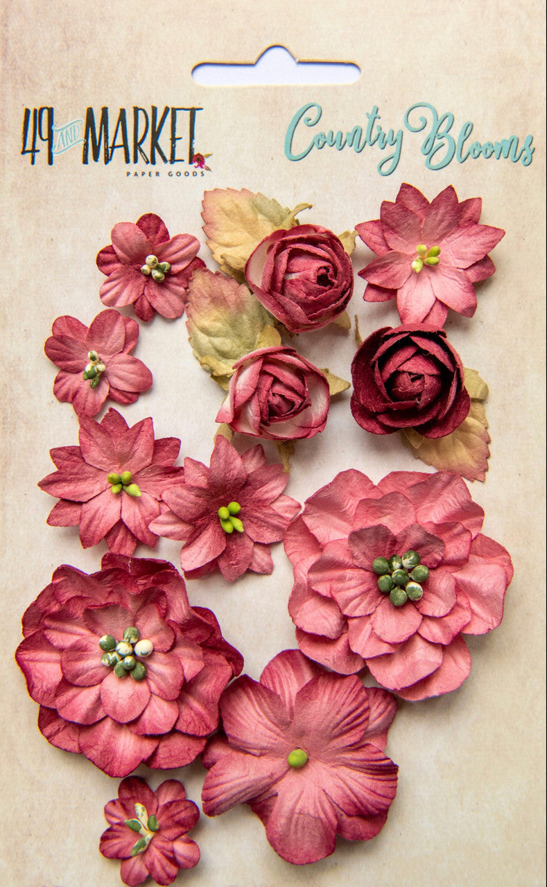 49 y Market Country florece flores escarlatas