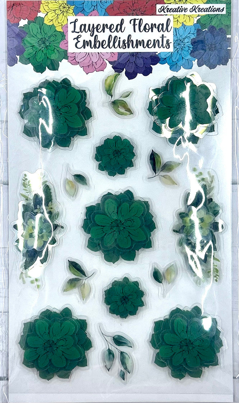 Adornos florales en capas - Verde trébol