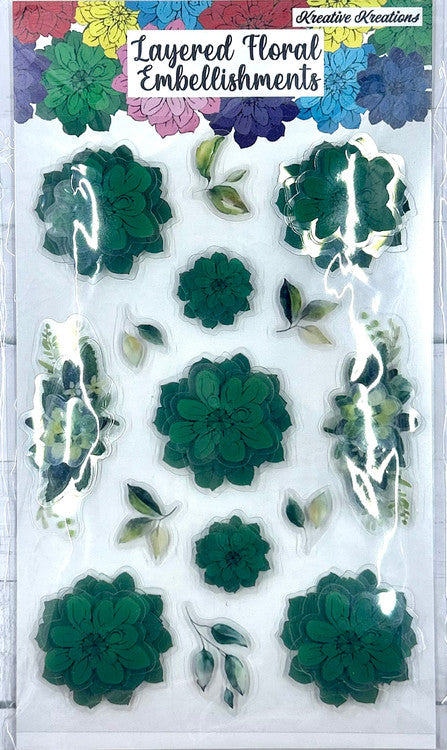 Adornos florales en capas - Verde trébol