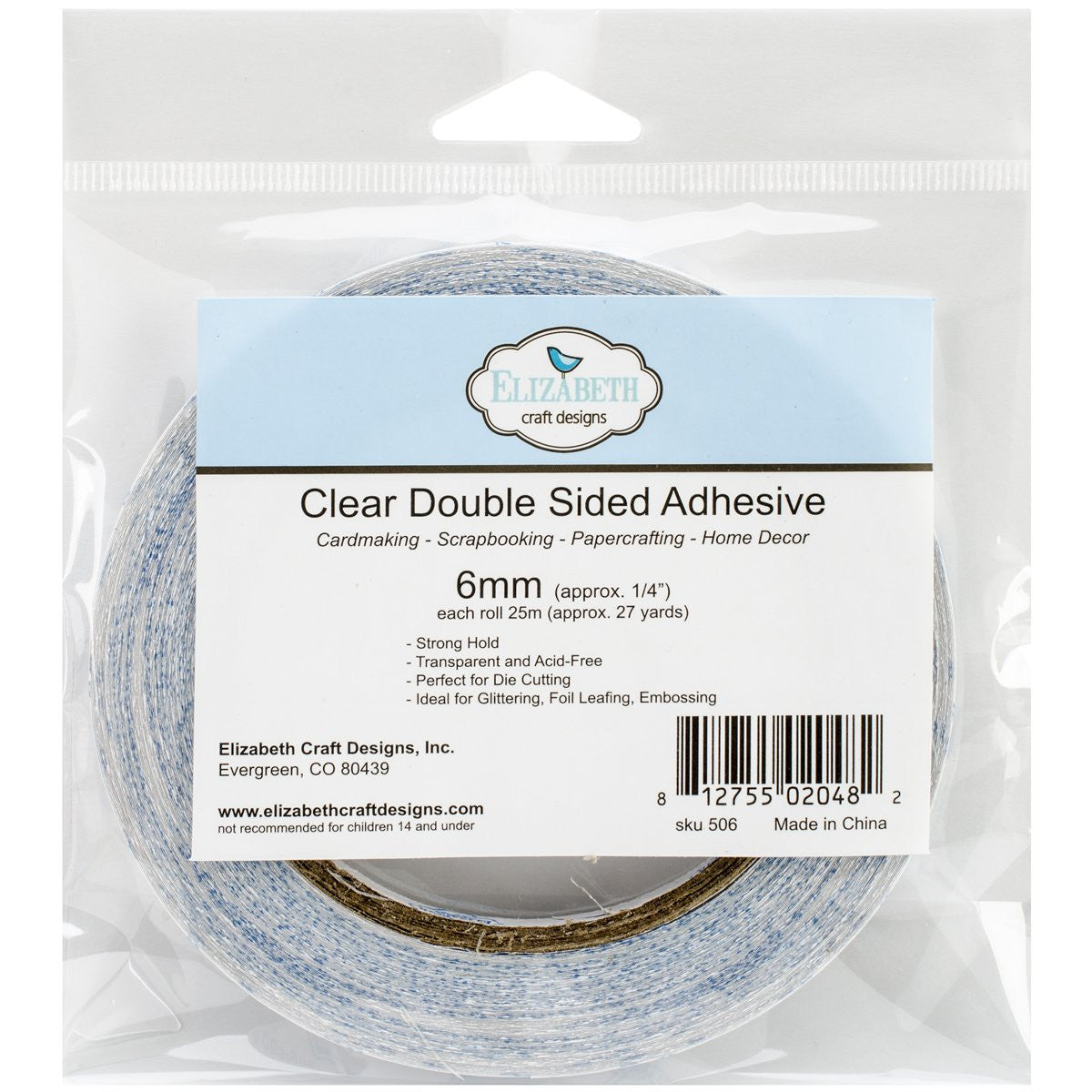 Elizabeth Craft Helder Dubbelzijdig Plakband 6mm
