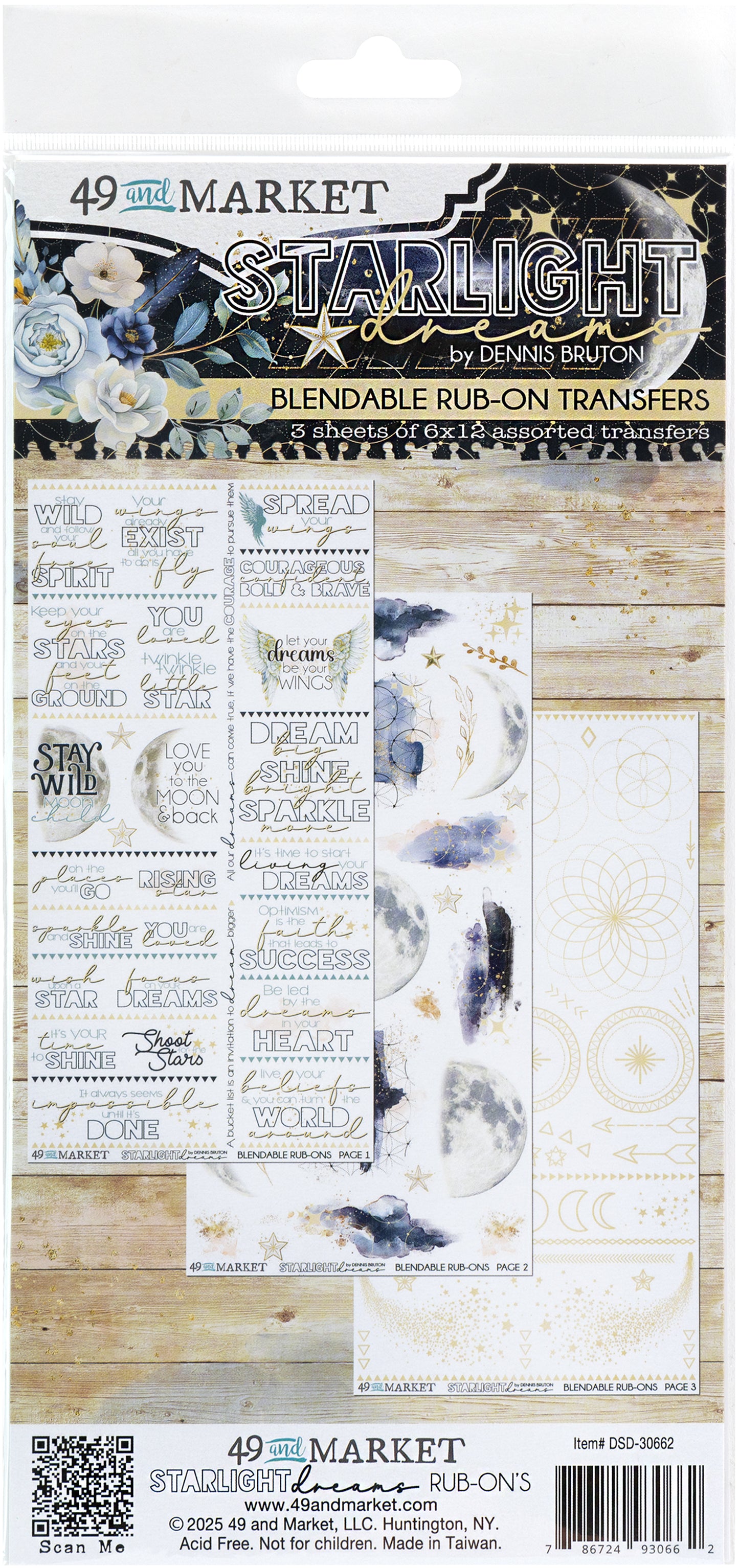 49 & Market Starlight Dreams Blendable 6 x 12 Rub-On Transfer Set
