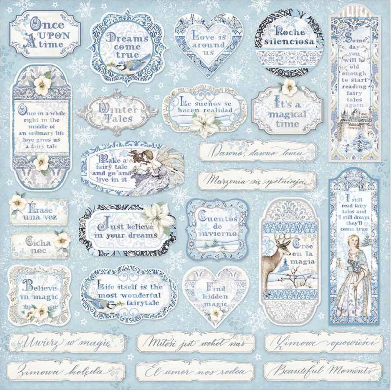 Stamperia Winter Tales Paquete de papel de doble cara 6" x 6"