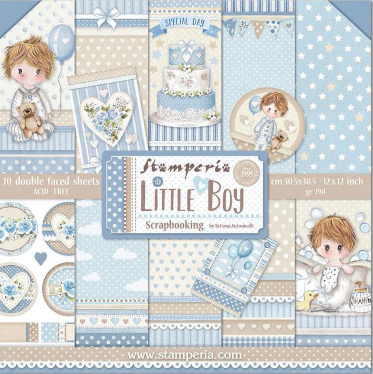 Paquete de papel Stamperia Little Boy 12" x 12"