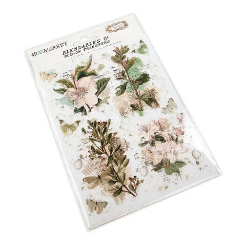 49 and Market - Vintage Bits Collection - 6 x 8 Rub-On Transfers - Essential Blendables 1