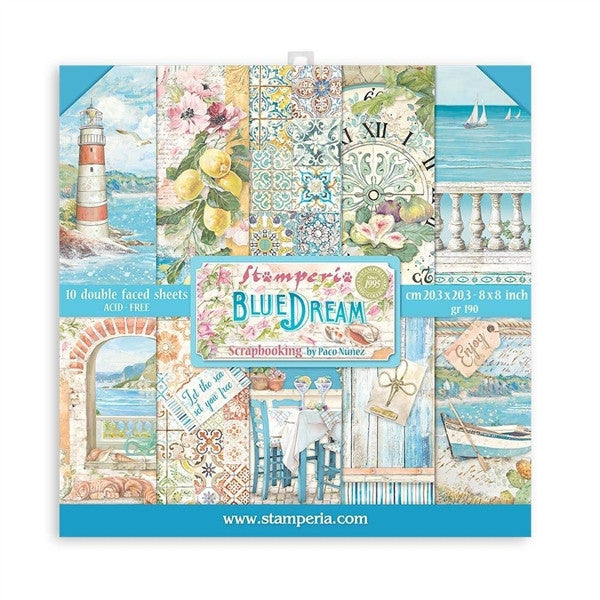 Colección de papel Stamperia Blue Dream de 8" x 8"