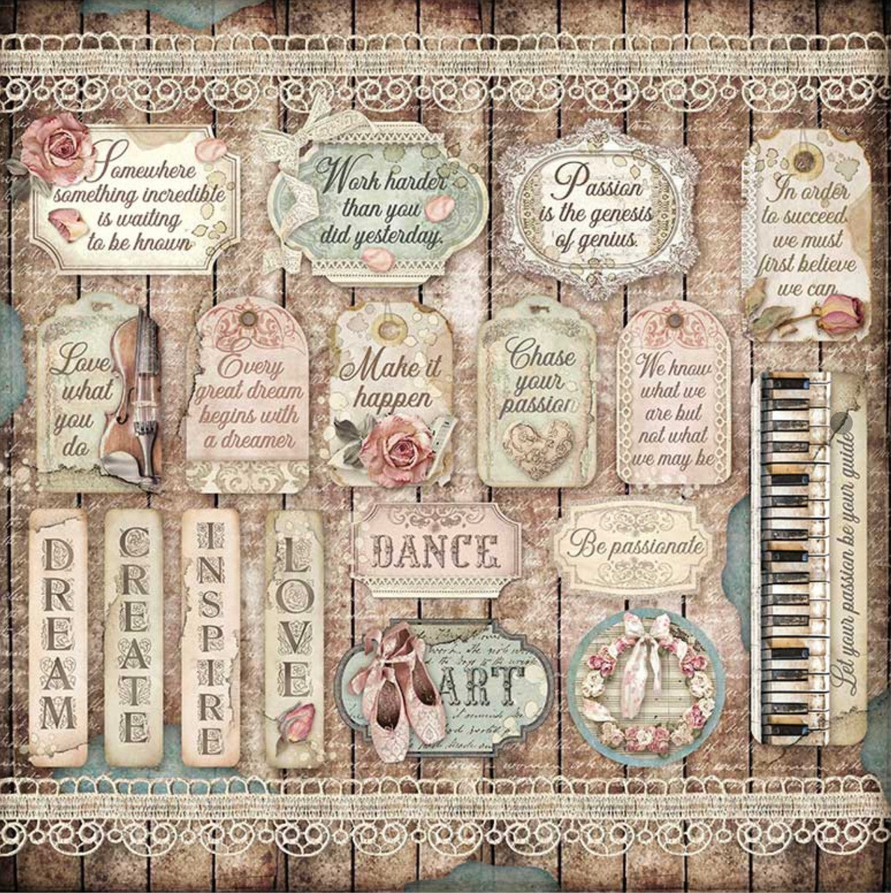 Colección de papel Stamperia Passion de 12” x 12”