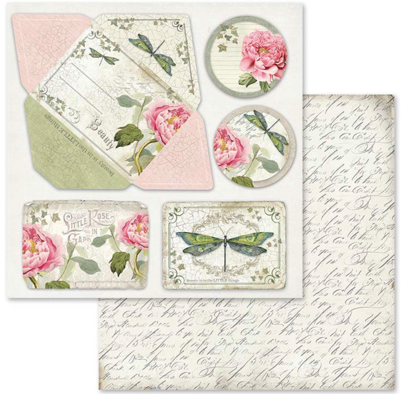 Paquete de papel Stamperia Letras y Flores 12" x 12"