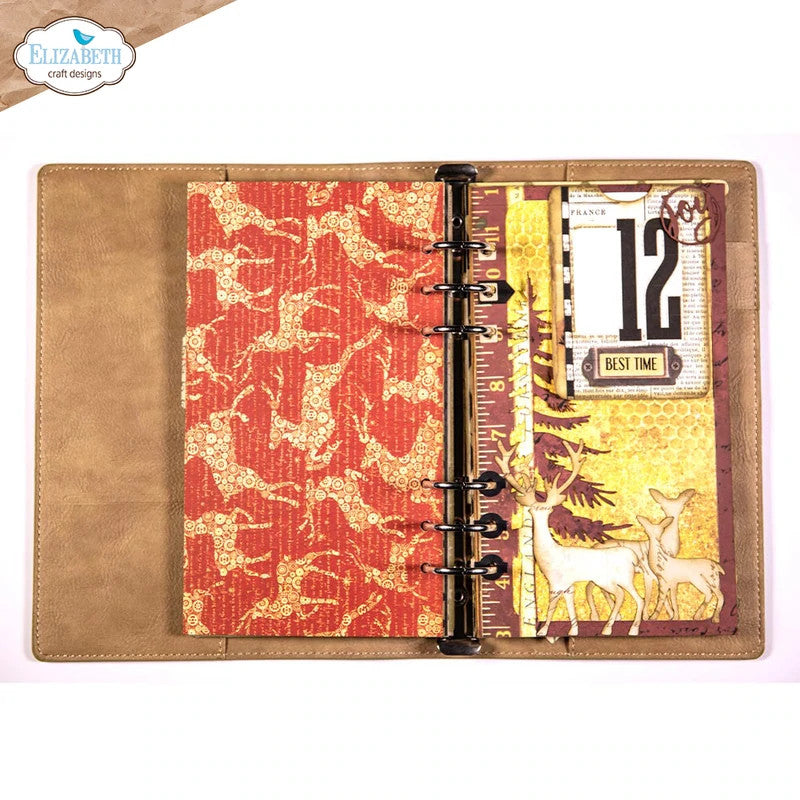 Elizabeth Craft Designs Planner Essentials 47: Juego de troqueles de metal con página de árbol forestal