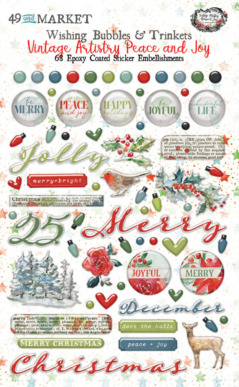 49 and Market Vintage Artistry Peace & Joy Wishing Bubbles & Trinkets