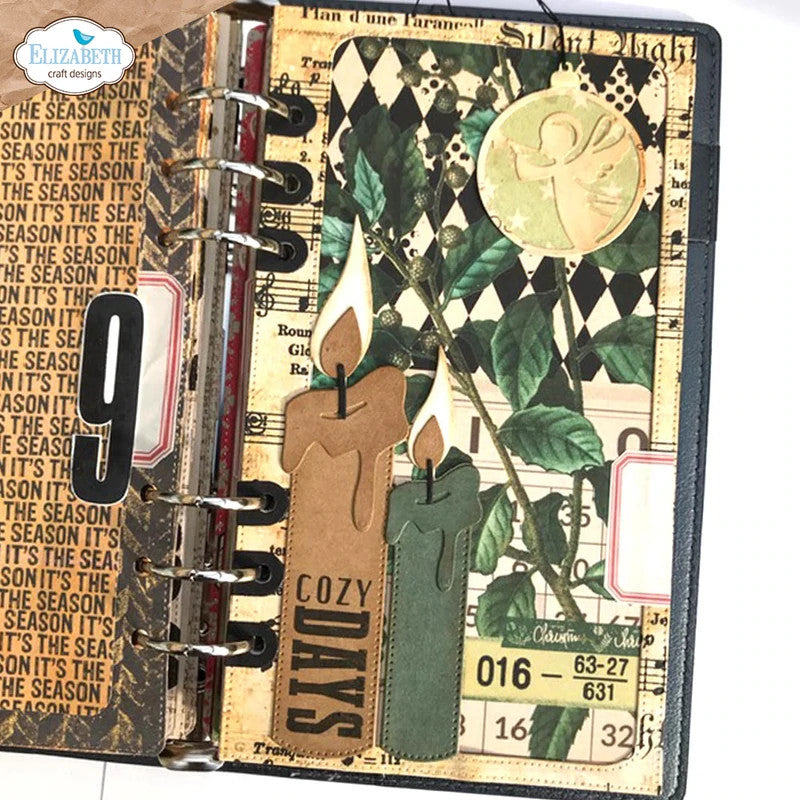 Elizabeth Craft Designs Planner Essentials 45: Juego de troqueles de metal con página de velas