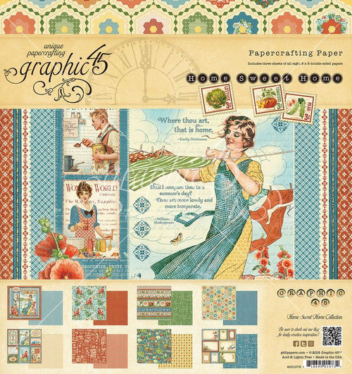 Graphic 45 Home Sweet Home 8”x 8” Paper Pad