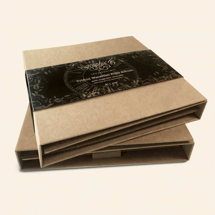 Graphic 45 Trifold Waterfall Folio Album - Kraft