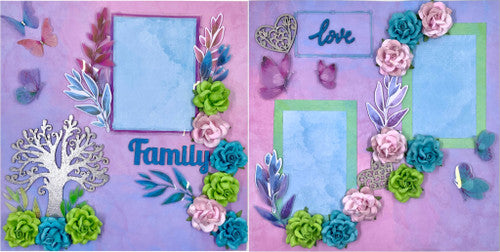 Lay-out van 2 pagina's met aquarelfamilie (virtuele klasse 50)