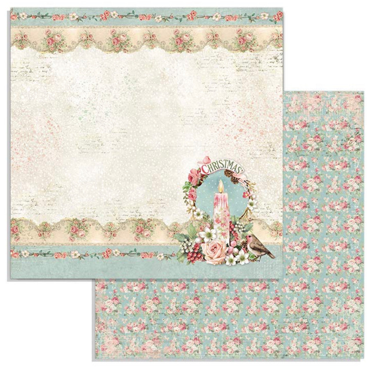Paquete de papel navideño rosa Stamperia 8" x 8"