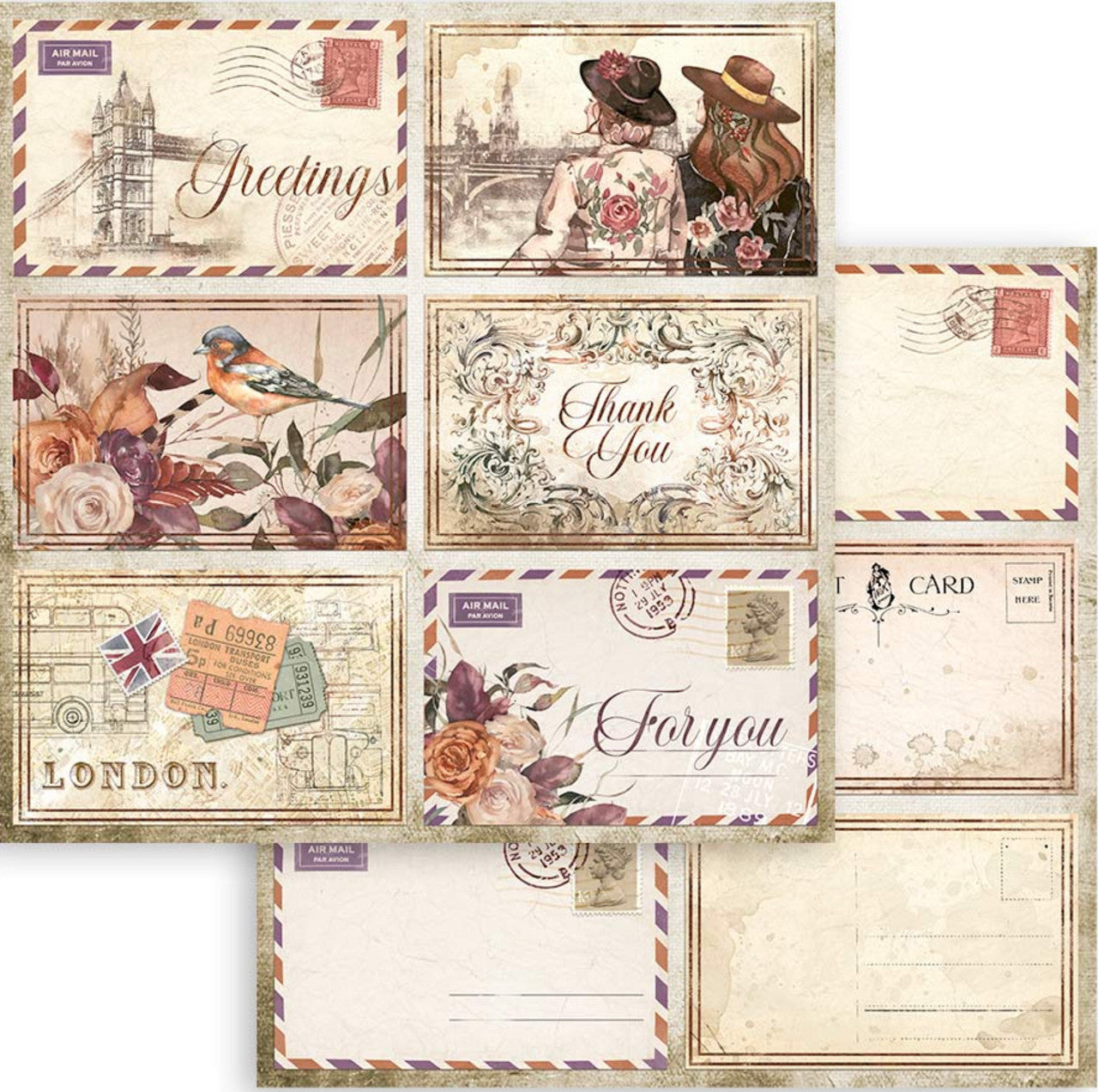 Colección Romántica Stamperia - Colección de papel Our Way 12" x 12"