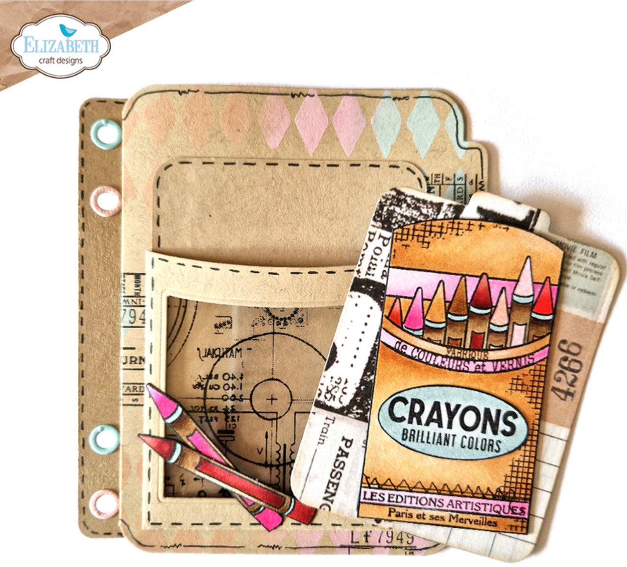 Elizabeth Craft Designs Crayons met Journaling Cards stempelset
