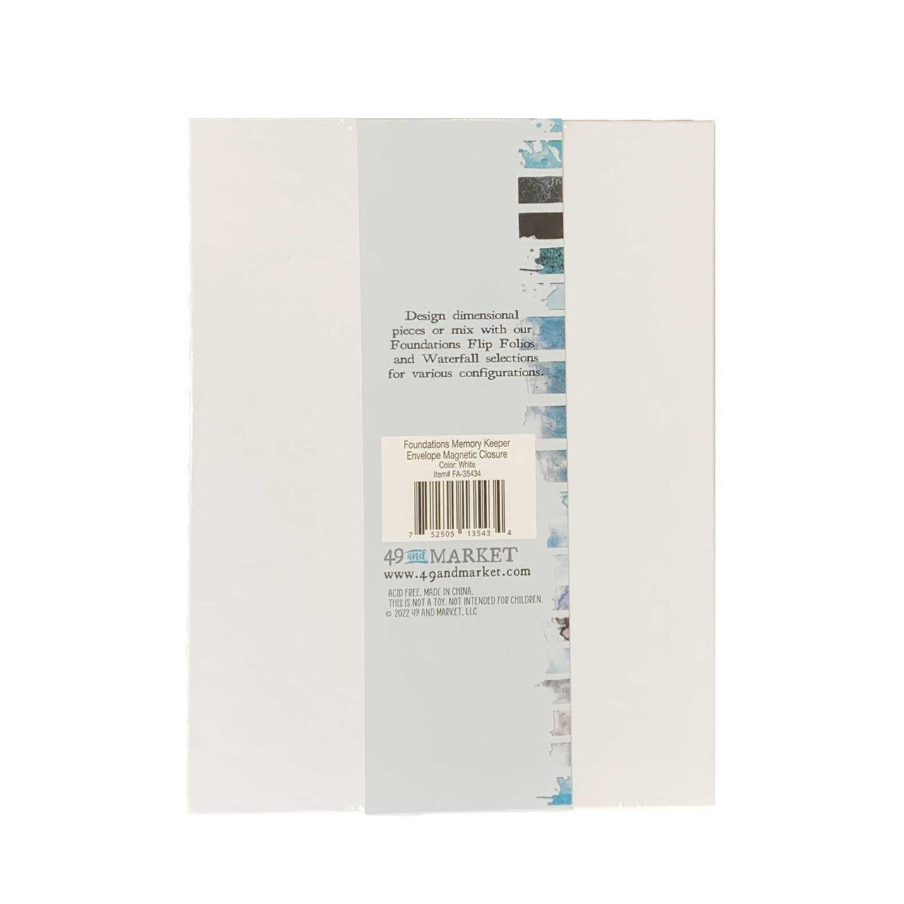 49 en Market Foundations Memory Keeper - Album met witte envelop en magnetische sluiting