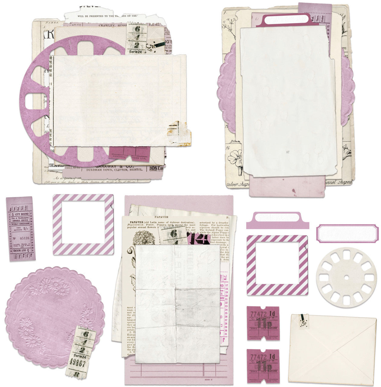 49 y Market Vintage Artistry Pilas de efímeras lilas