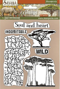 Stamperia HD Natural Rubber Stamp  - Savana Crackle and Tree
