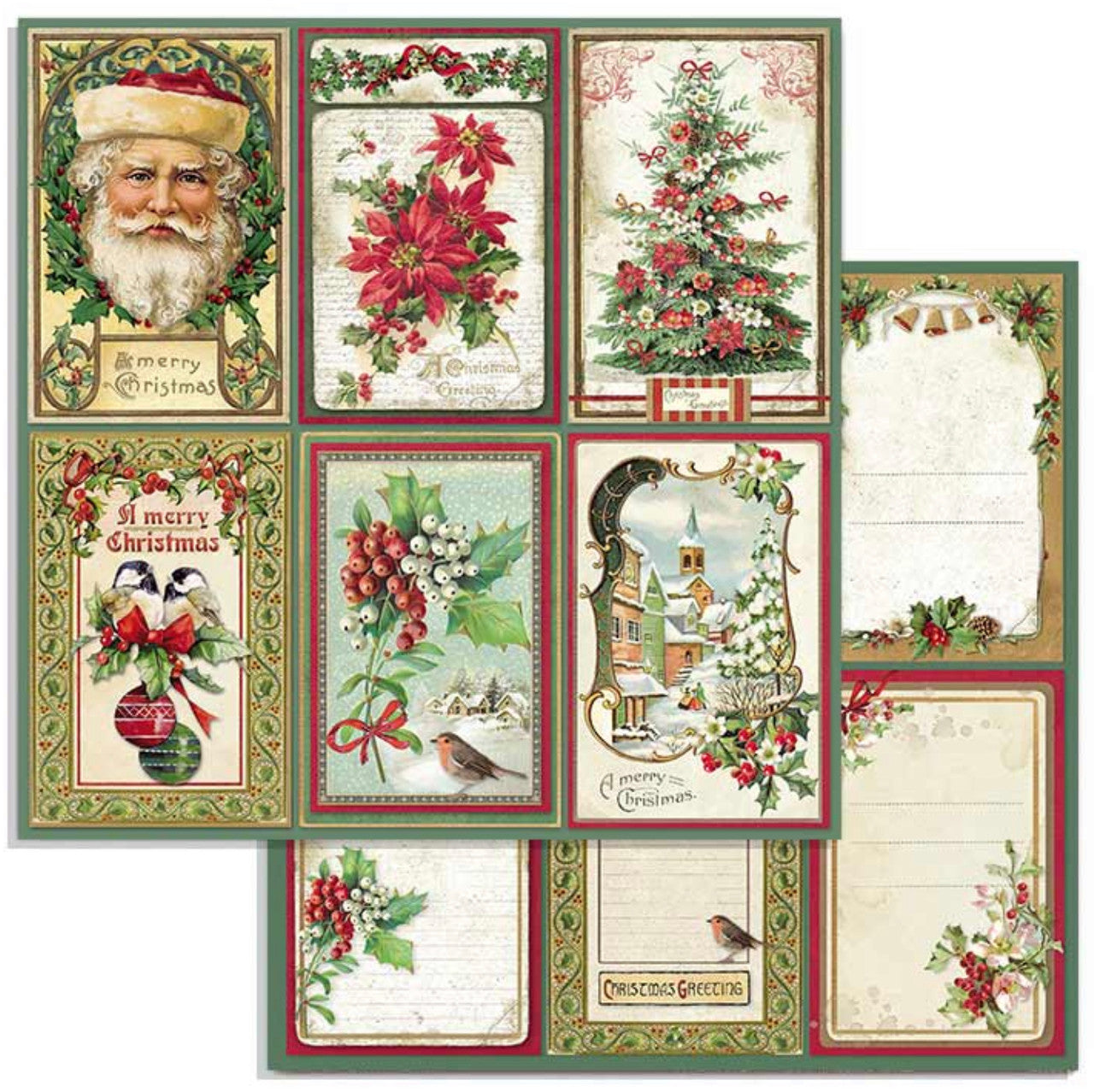 Paquete de papel navideño clásico Stamperia 8" x 8"