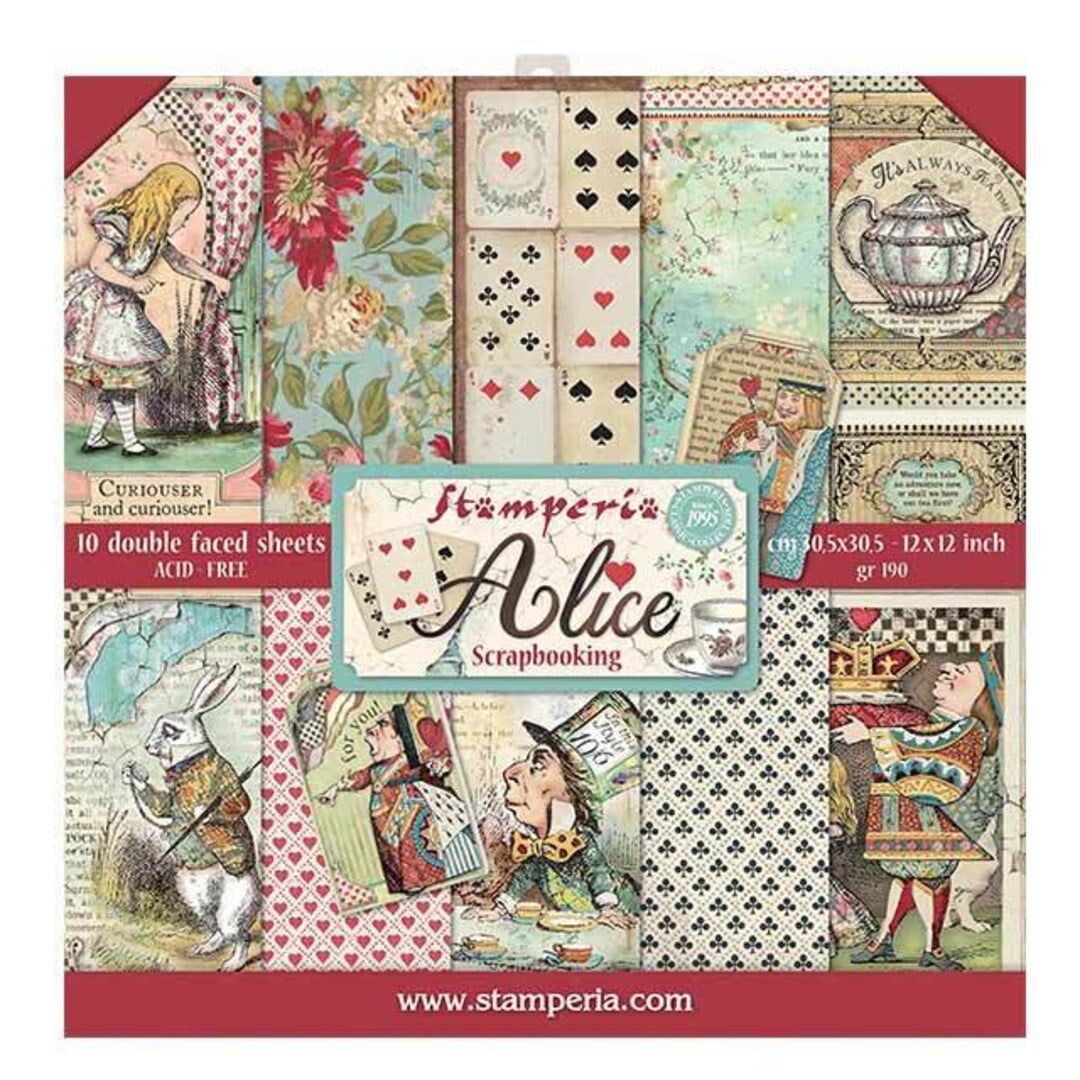 Stamperia Alice - Sacchetto Di Fustelle Trasparenti Per Scrapbooking E Card Making, Tema Alice Nel Paese Delle Meraviglie