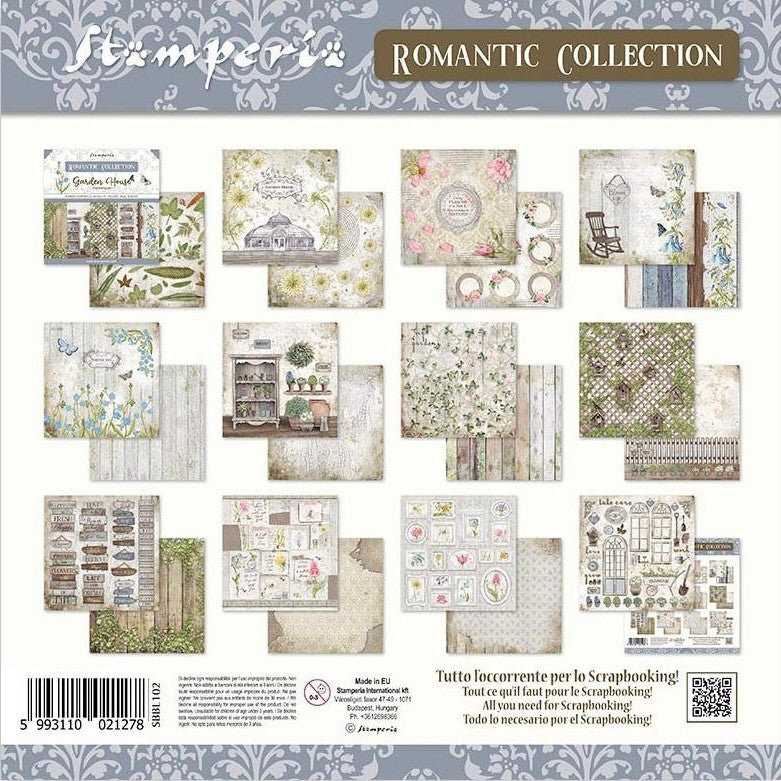 Colección de papel Stamperia de doble cara de 12" x 12" - Romantic Garden House