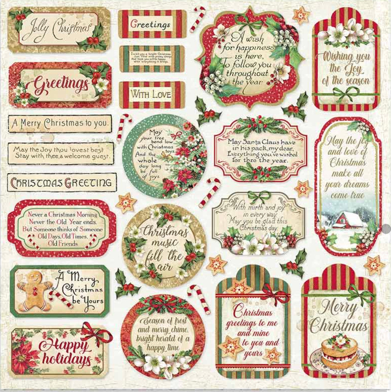 Paquete de papel navideño clásico Stamperia 8" x 8"