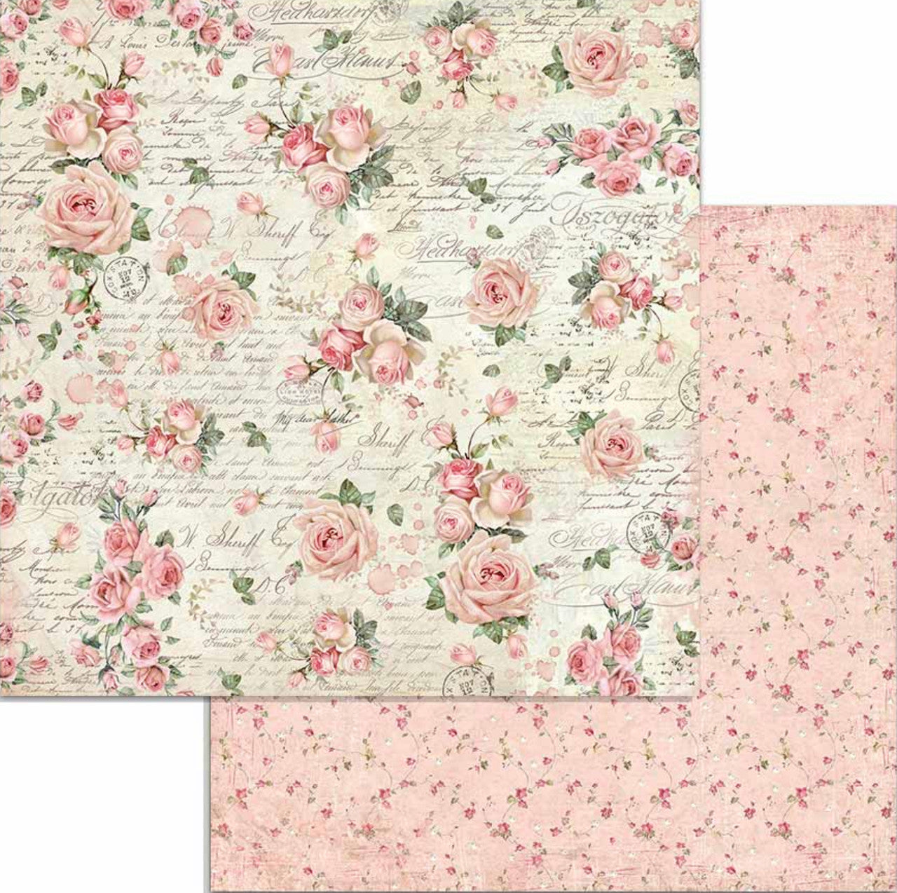 Stamperia Paquete de papel de doble cara navideño rosa, 6" x 6"