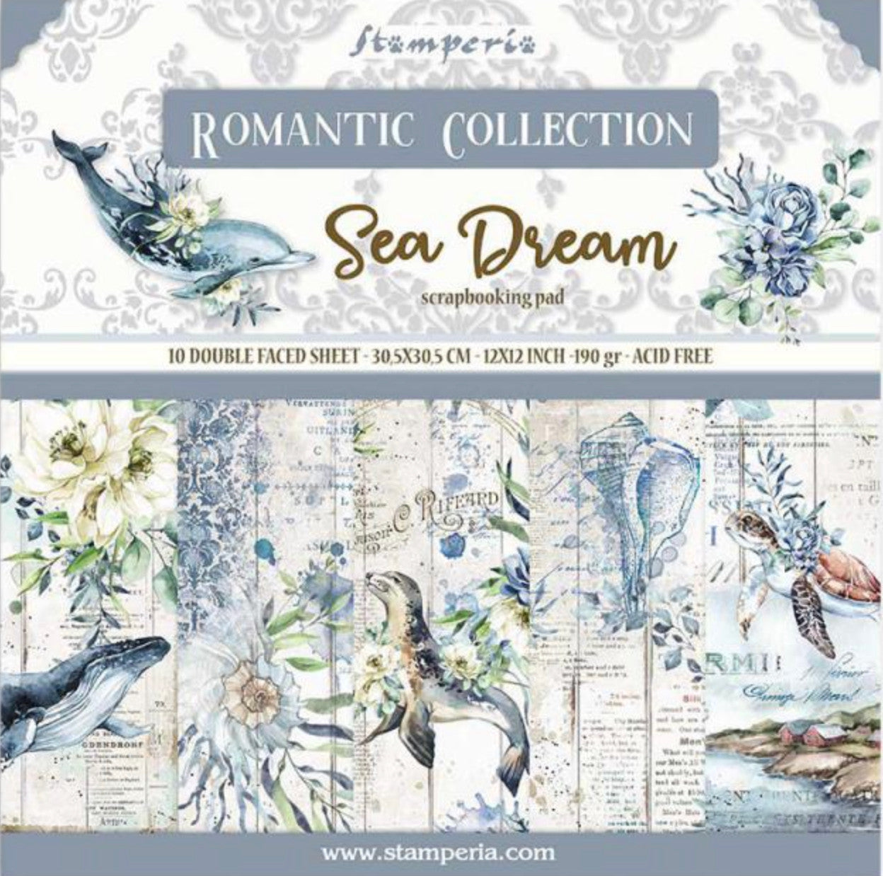 Stamperia Colección de papel Romantic Sea Dream de 12" x 12"