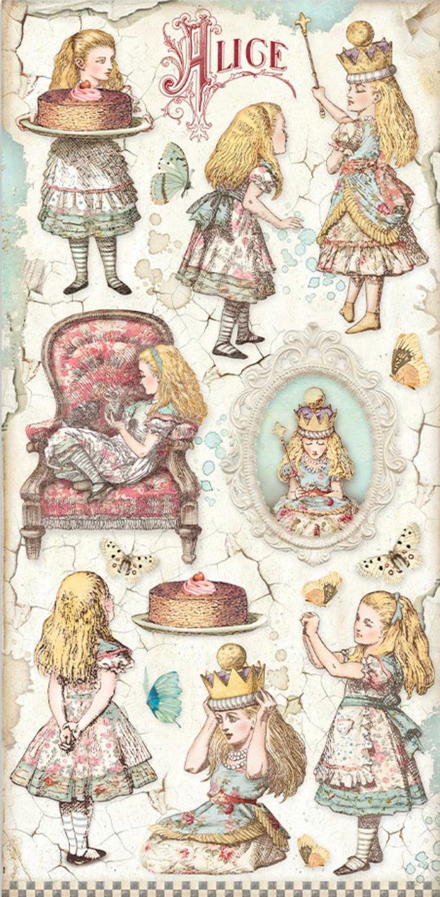 Stamperia Collectables 15 x 30 cm Alice door het kijkglas