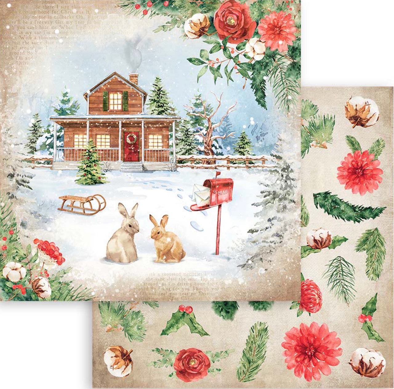 Stamperia Romantische Collectie - Huis voor de Feestdagen 30 x 30 cm Papiercollectie