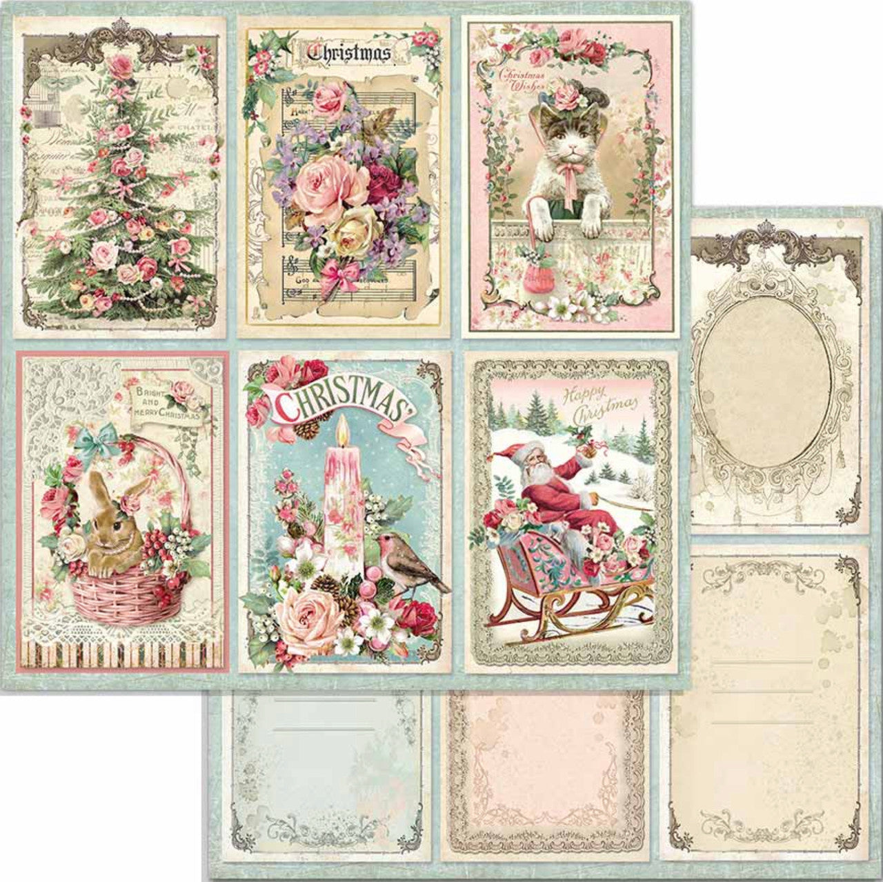 Stamperia Paquete de papel de doble cara navideño rosa, 6" x 6"