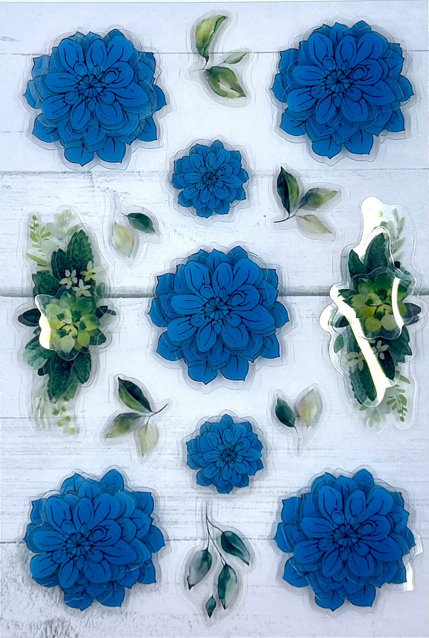 Adornos florales en capas - Azul Tiffany