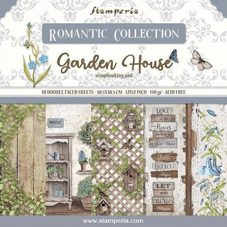 Colección de papel Stamperia de doble cara de 12" x 12" - Romantic Garden House