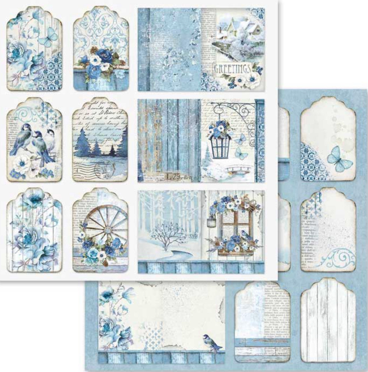 Stamperia Blue Land Paper Pack 12” x 12”