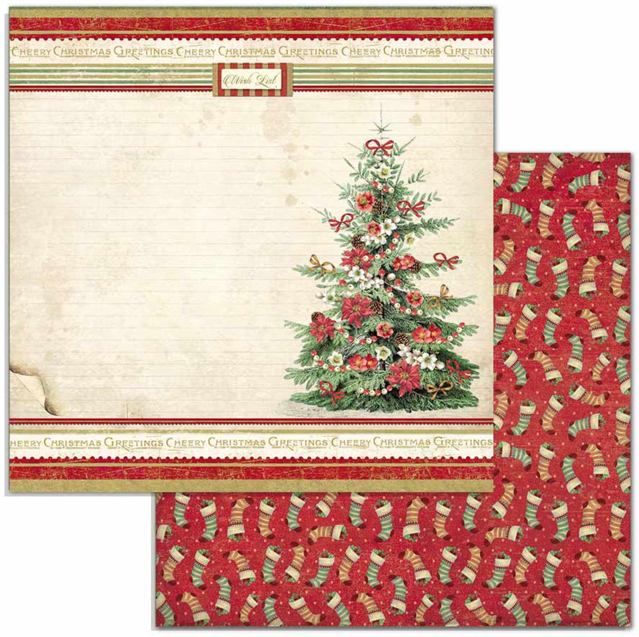 Stamperia Klassiek Kerstpapierpakket van 30 x 30 cm