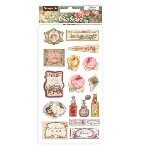 Perfume Stamperia Chipboard Rose