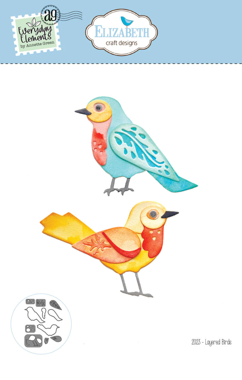 Elizabeth Craft Designs Juego de troqueles de pájaros en capas Everyday Elements