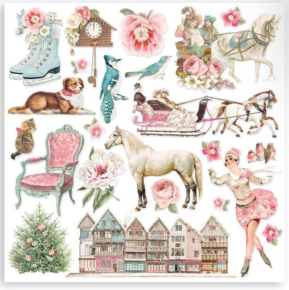 Stamperia Paquete de papel de doble cara Sweet Winter, 6" x 6"