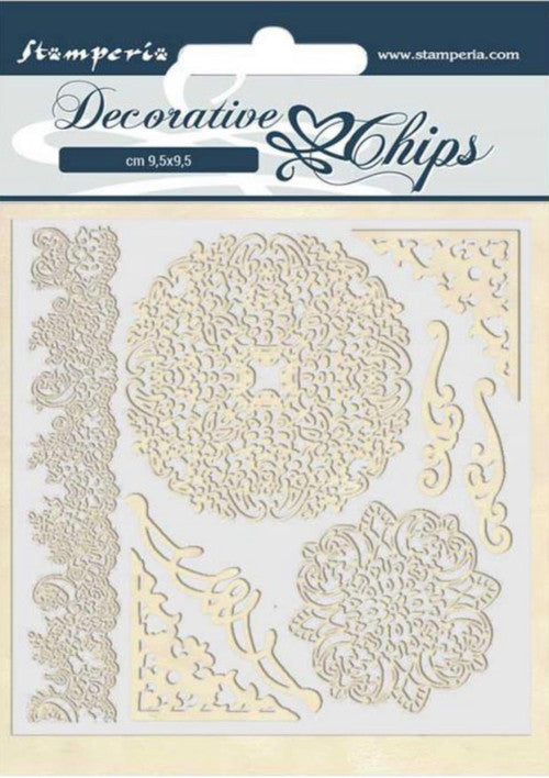 Stamperia Decorative Chips - Passion Laces and Corners