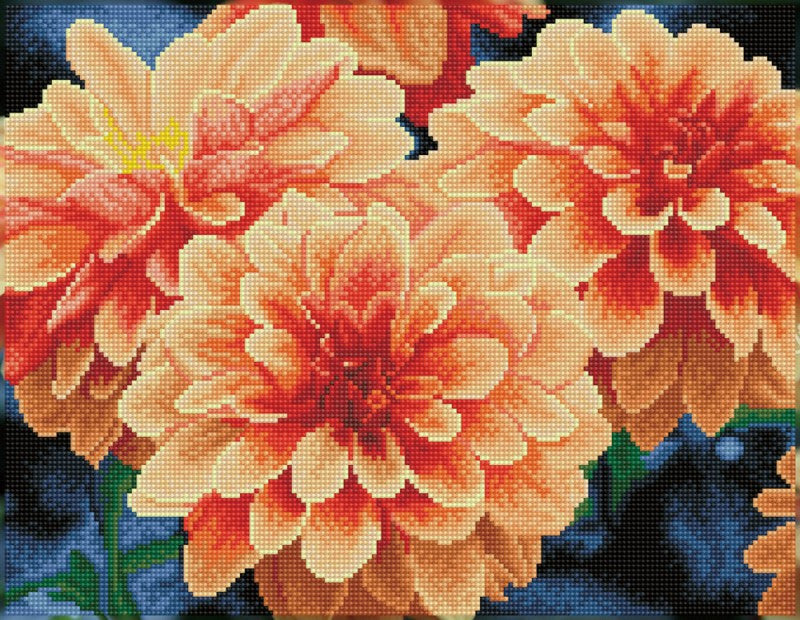 Diamond Dotz SQUARES Peach Dahlias