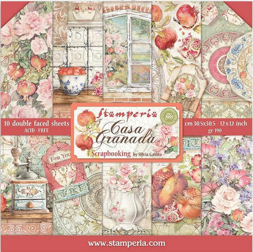 Colección de Papel Stamperia Doble Cara 12” x 12” - Casa Granada
