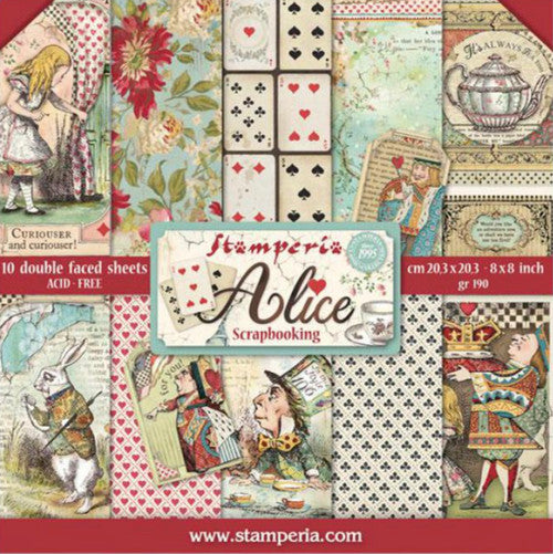 Stamperia Alicia en el País de las Maravillas Paquete de Papel 8" x 8"