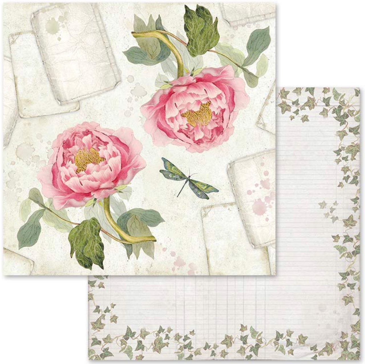 Paquete de papel Stamperia Letras y Flores 12" x 12"