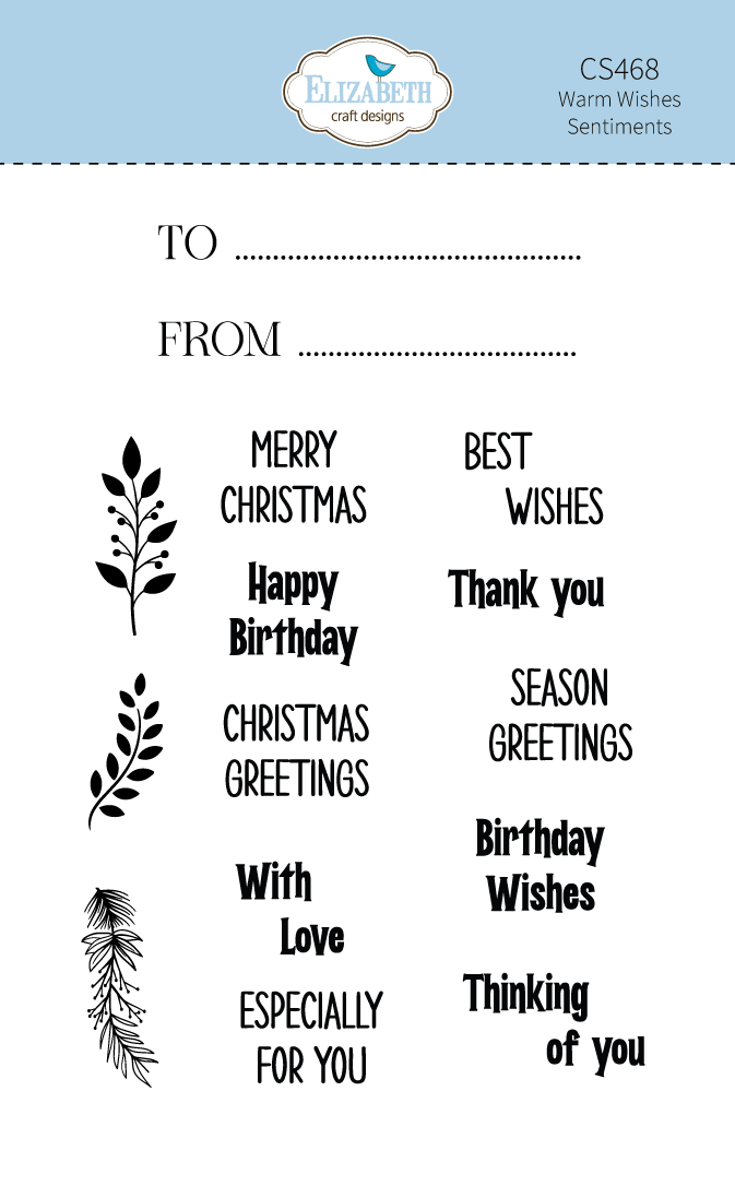 Elizabeth Craft Designs Warm Wishes Sentiments Stamp Set - 01
